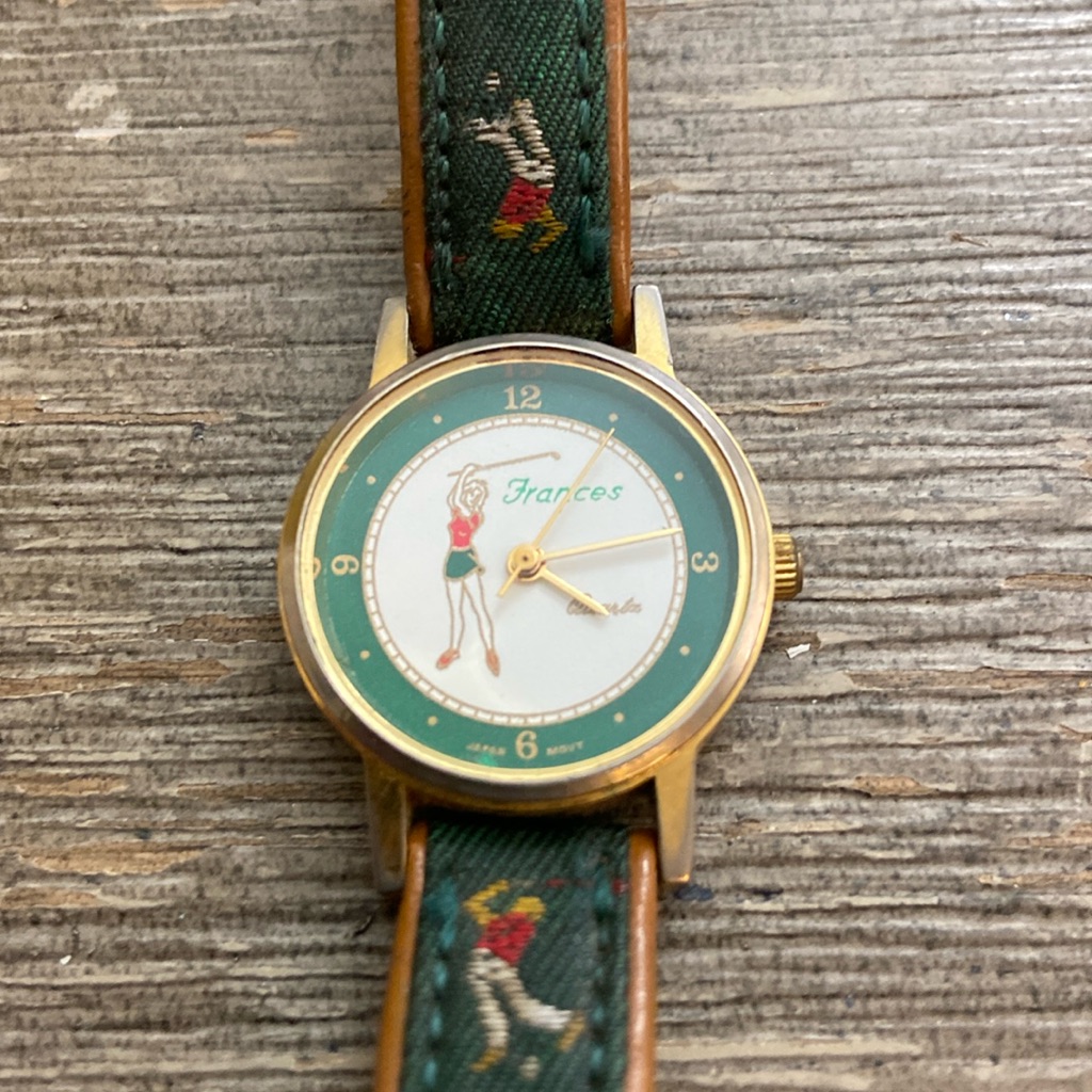 Womens Green And Gold Watch